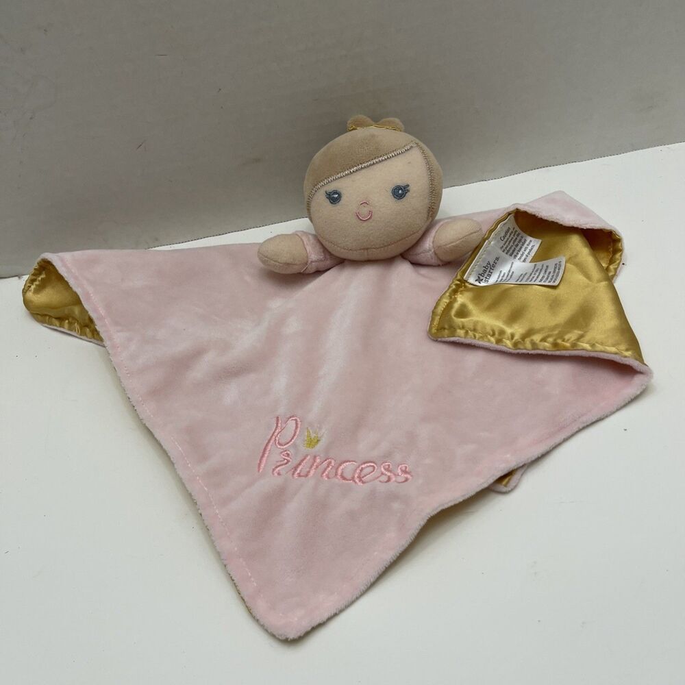Baby Starters Pink Lovey Plush Princess Security Blanket Rattle Satin Back
